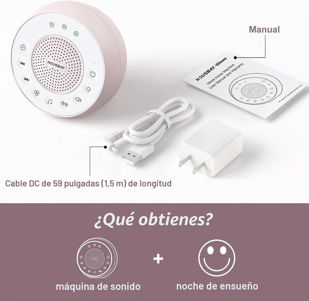 HOUSBAY - Máquina de sonido con ruido blanco para dormir, color ros...