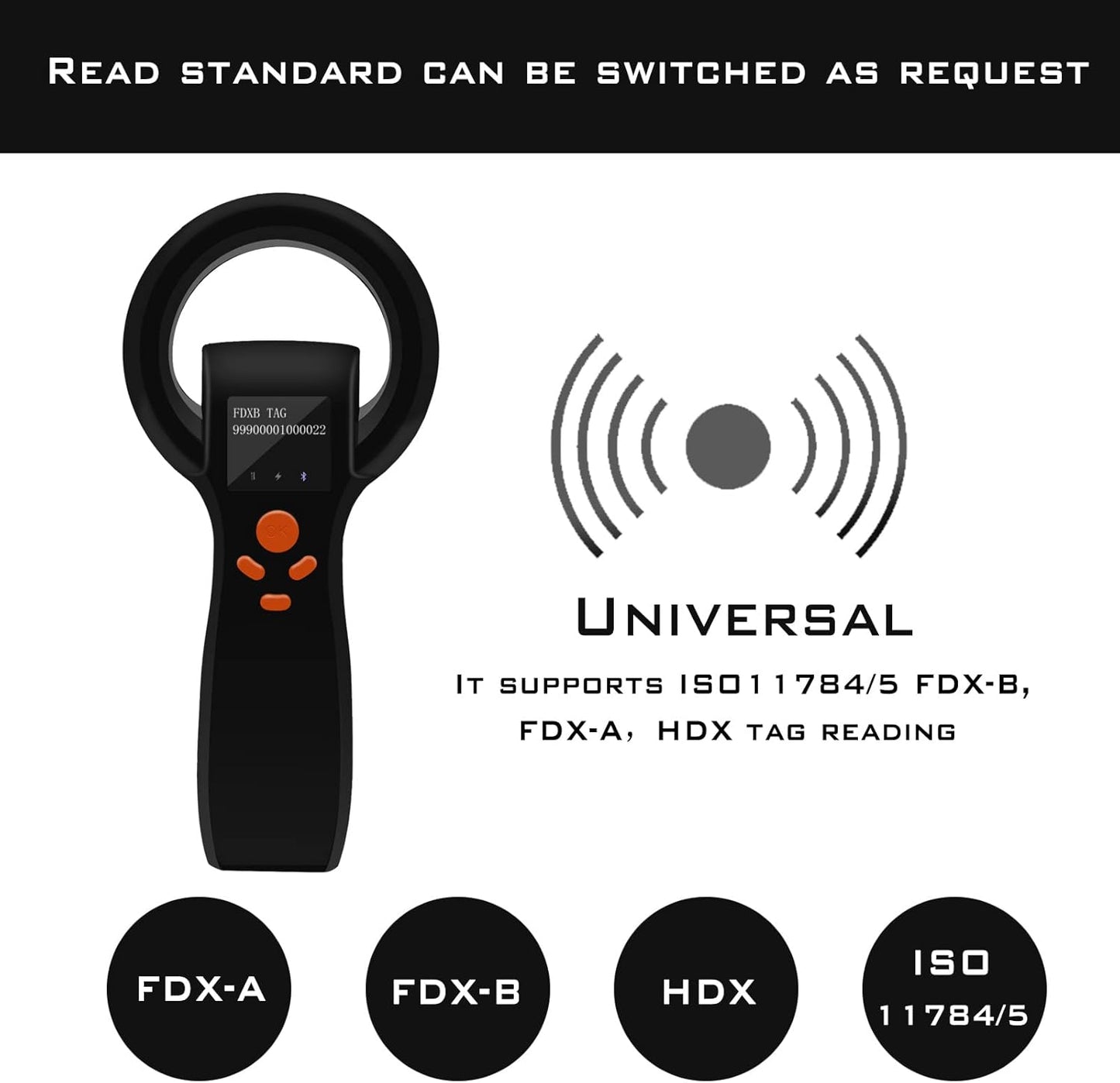 Smoostart Escáner universal de microchip para mascotas, lector de m...