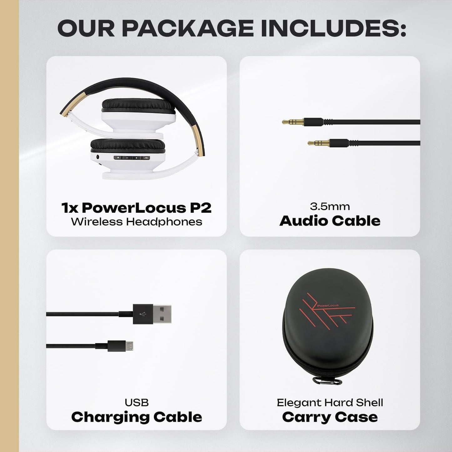 PowerLocus Auriculares Bluetooth sobre la oreja, auriculares inalám...