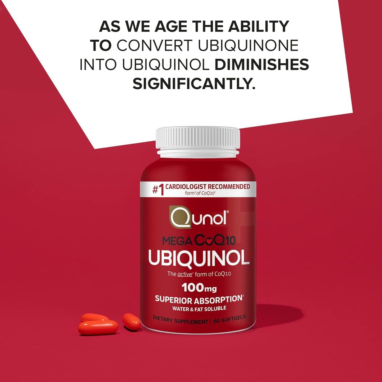Qunol Mega Ubiquinol CoQ10 Suplemento natural de C0Q10 solubre en a...