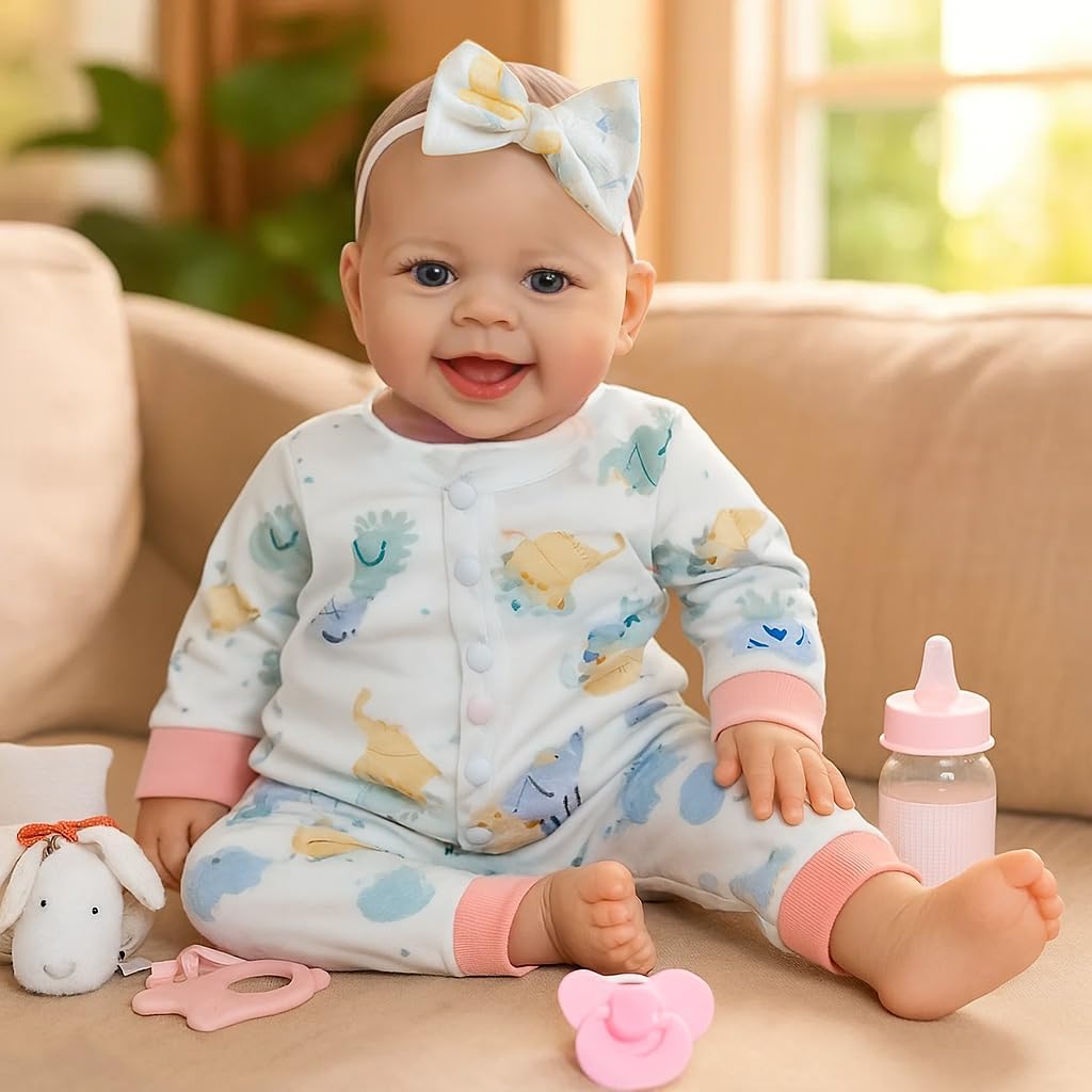 SCOM Muñeca de bebé niña, muñeca de cuerpo suave realista de 18 pul...