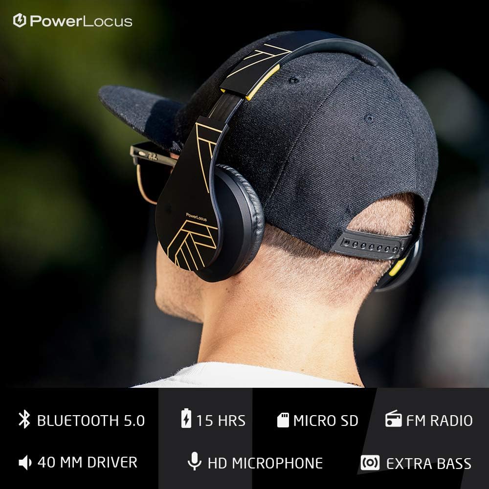 PowerLocus - Audífonos Bluetooth sobre las orejas, auriculares inal...