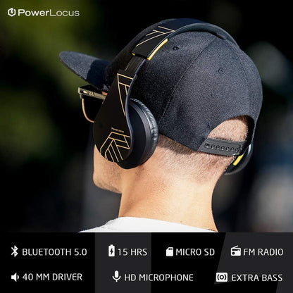 PowerLocus - Audífonos Bluetooth sobre las orejas, auriculares inal...