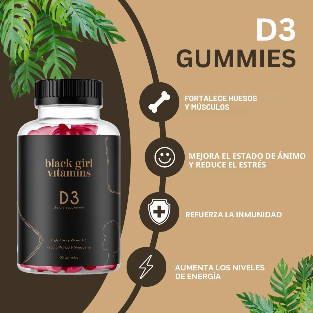 Black Girl Vitamins - Gomitas de vitamina D3, para apoyo inmunológi...
