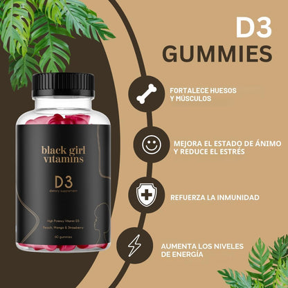 Black Girl Vitamins - Gomitas de vitamina D3, para apoyo inmunológi...