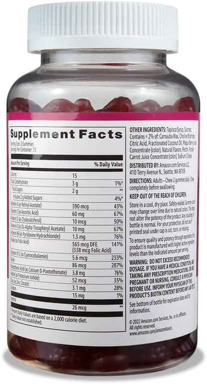 Amazon Basics Gomitas multivitamínicas para adultos, mezcla de baya...