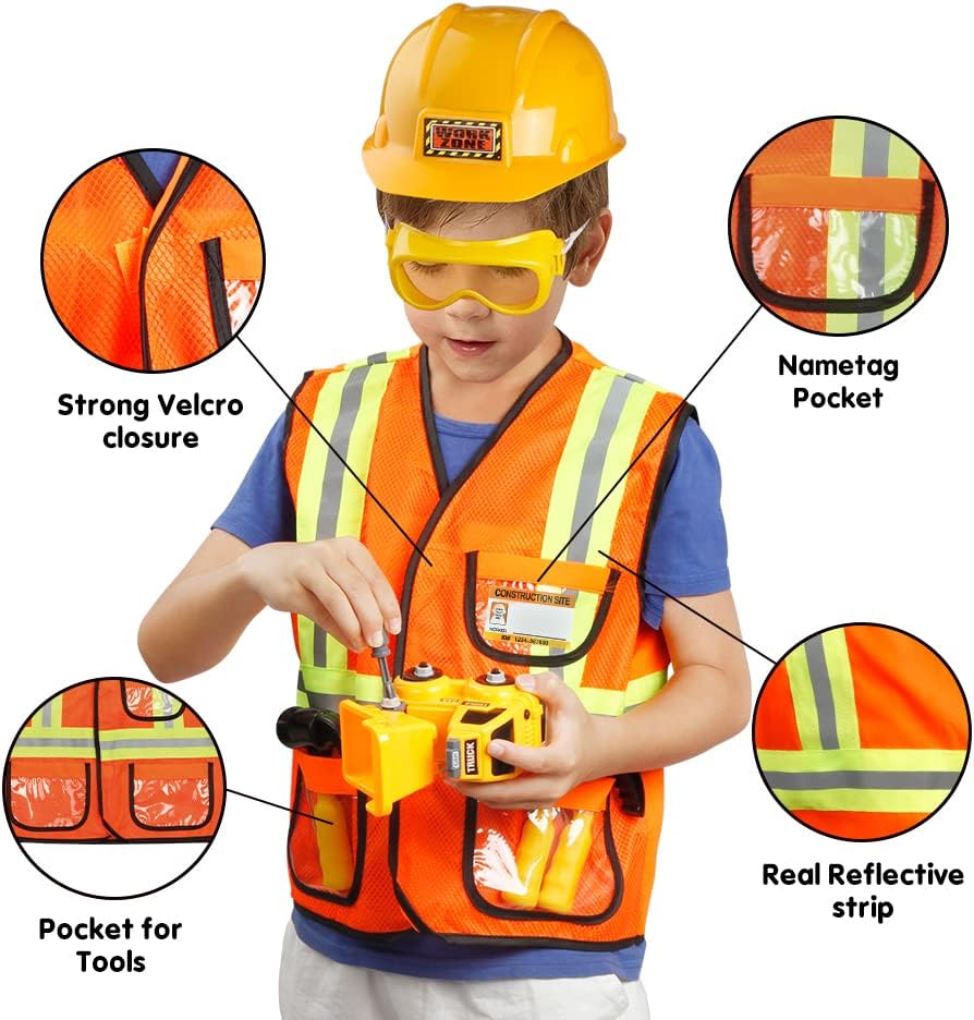 Lesheng space Disfraz de trabajador de construcción para niños, dis...
