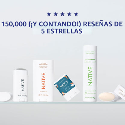 Native Deodorant, Sin fragancia, Sin aluminio, Sin parabenos, 2.65...