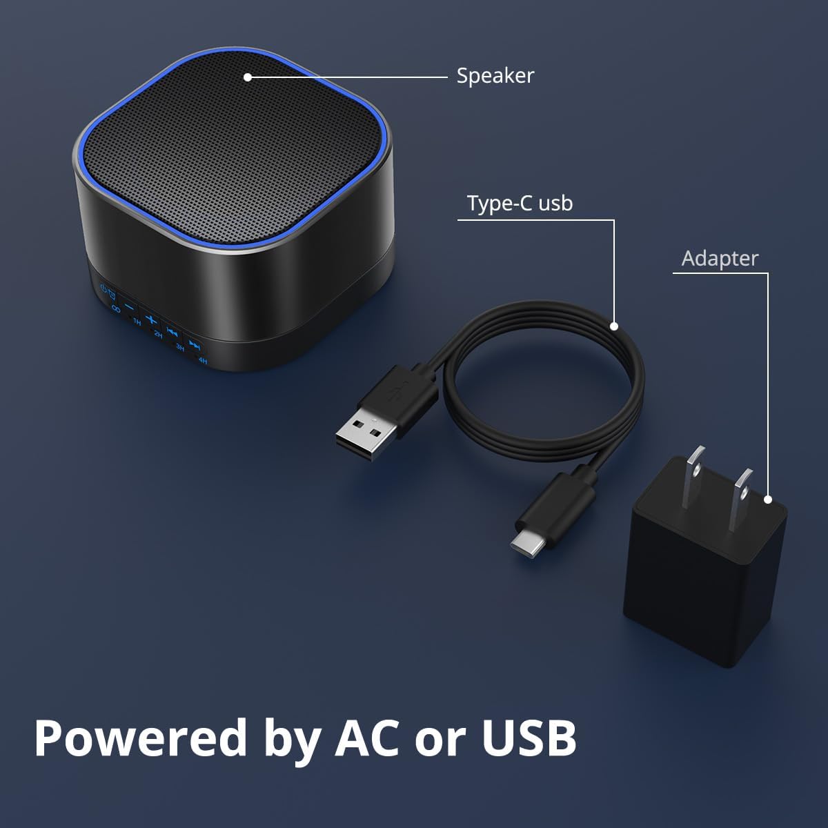 Máquina de sonido blanco Magicteam con 20 sonidos naturales relajantes sin bucle, función de memoria, 32 niveles de volumen, alimentada por CA o USB y temporizador de terapia de sonido para dormir