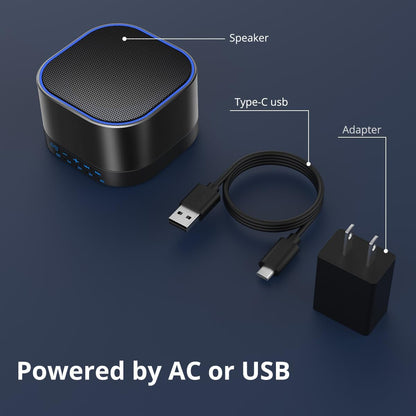 Máquina de sonido blanco Magicteam con 20 sonidos naturales relajantes sin bucle, función de memoria, 32 niveles de volumen, alimentada por CA o USB y temporizador de terapia de sonido para dormir