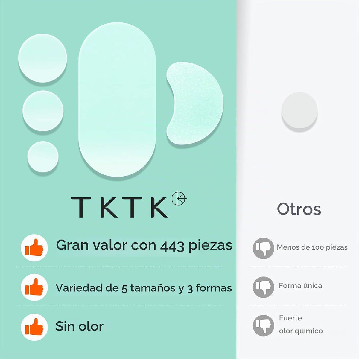 TKTK 443 parches de espinillas para cara, parche hidrocoloide para...