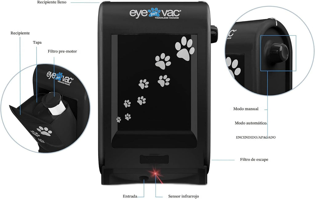 EyeVac Pet Aspiradora Automática Sin Contacto Recogedor Automático...