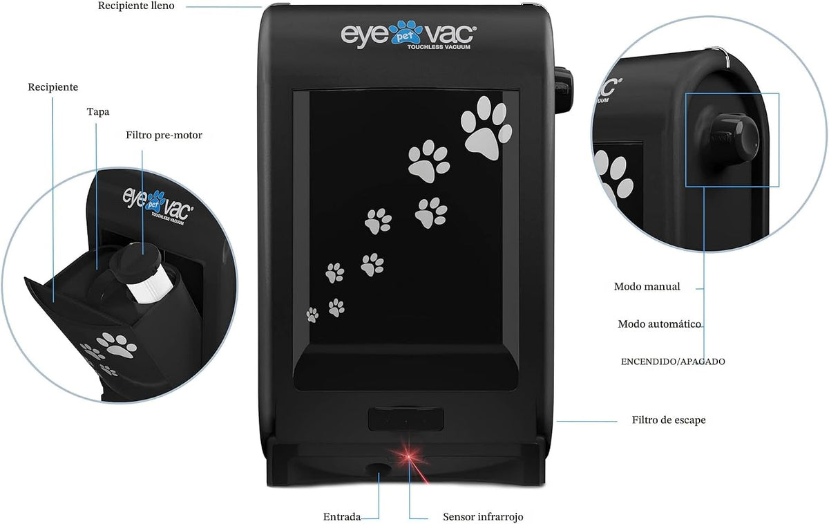 EyeVac Pet Aspiradora Automática Sin Contacto Recogedor Automático...