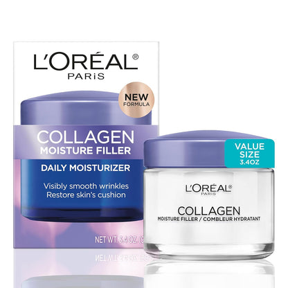L'Oreal Paris Crema facial con relleno de humedad de colágeno,...