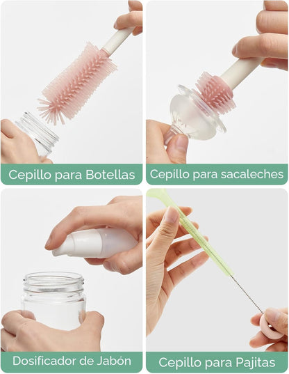 Momcozy Juego de Cepillos para Biberones, Kit Limpiador con Cepillo...