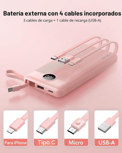 VRURC Cargador Portátil Power Bank, Paquete de Batería Esencial de...