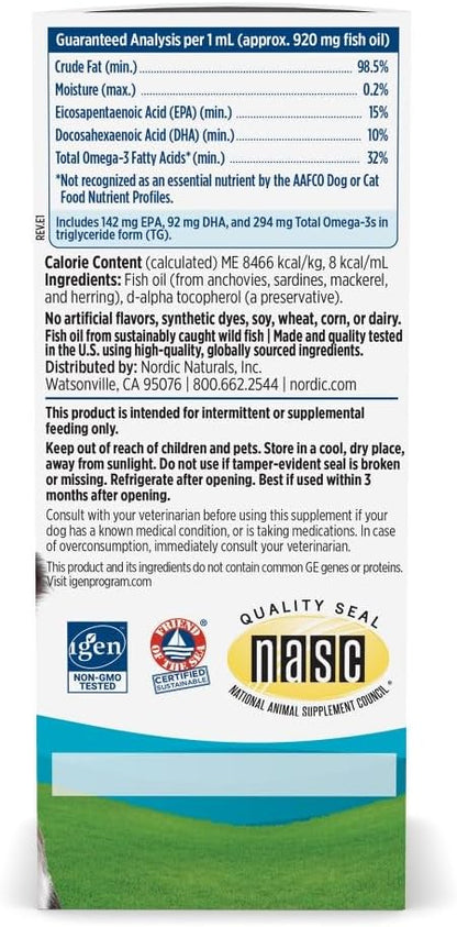 Nordic Naturals Omega-3 para mascotas, sin sabor - 2 oz - 294 mg de...
