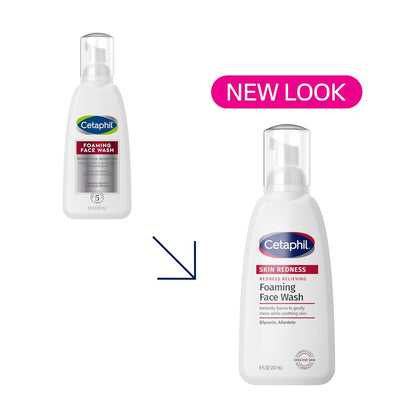 Cetaphil Jabón facial espumoso que alivia el enrojecimiento para pieles sensibles, 8 onzas líquidas, limpia y calma suavemente la piel sensible sin secar demasiado (el embalaje puede variar)