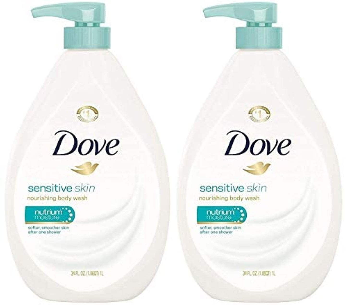 Dove Gel de baño, bomba de piel sensible, 34 onzas líquidas (paquet...