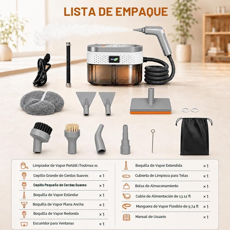 Limpiador a vapor, vaporizador ajustable de 3 niveles para limpieza...