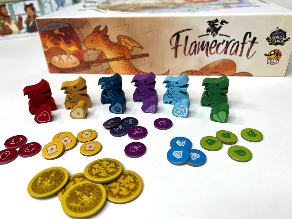 Juego de mesa Flamecraft | Juego de estrategia de fantasía de dragones para la diversión familiar para niños y adultos a partir de 10 años 1-5 jugadores Tiempo de juego promedio 60 minutos Hecho por