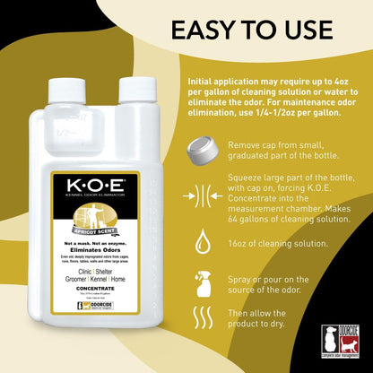 Odorcide K.O.E. Eliminador de olores de albaricoque de 16 oz para o...