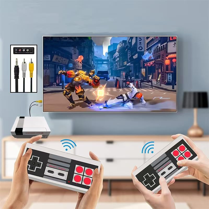 Classic Retro Game Console Built 820 Classic Video Games,Av Output Handheld Game System with Dual Wireless Controllers,Plug and Play.