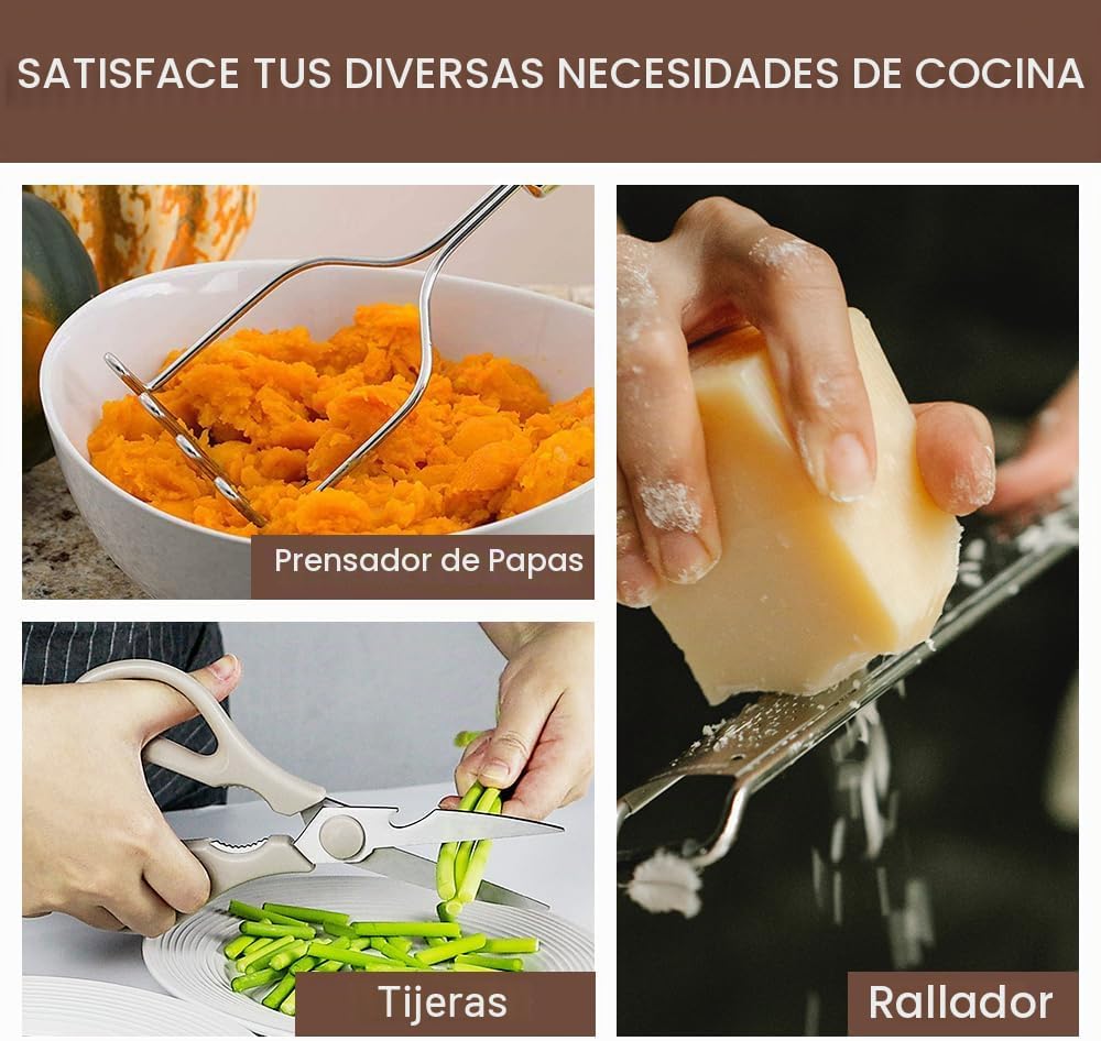 Juego de utensilios de cocina - Utensilios de cocina de silicona -...