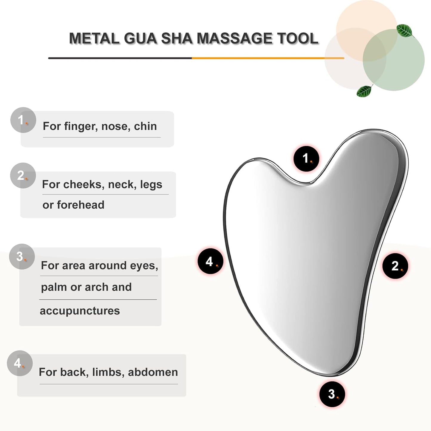 Hysotok Herramientas faciales Gua Sha de acero inoxidable, rodillo...