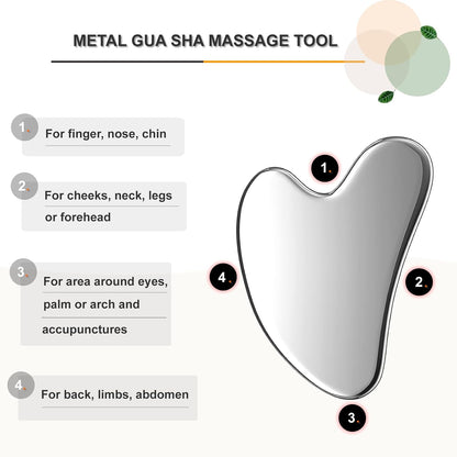 Hysotok Herramientas faciales Gua Sha de acero inoxidable, rodillo...