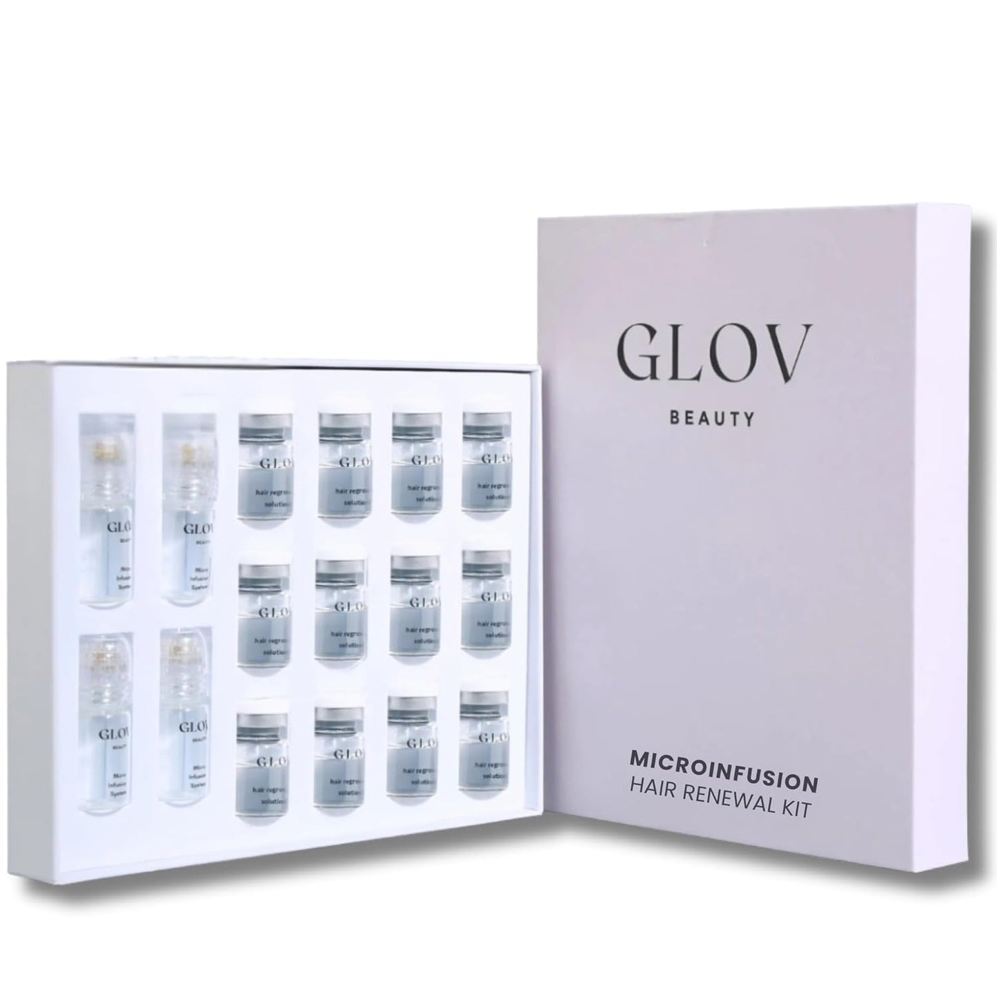 Kit de Renovación Capilar Micro Infusión de Glov Beauty – Estampación Dérmica de Oro de 0.25 mm con Ácido Hialurónico, Péptido y Suero Ampollas Botánico | Tratamiento Hidratante para el Cuero