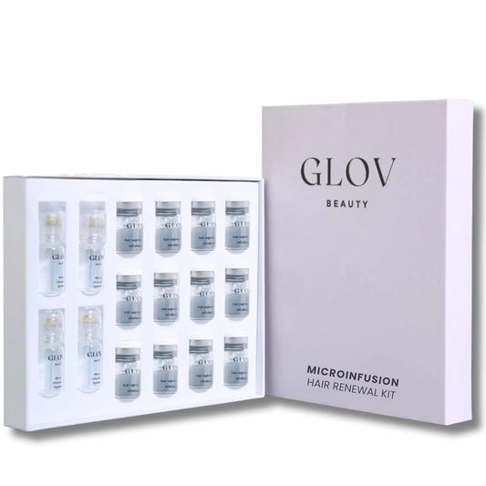 Kit de Renovación Capilar Micro Infusión de Glov Beauty – Estampación Dérmica de Oro de 0.25 mm con Ácido Hialurónico, Péptido y Suero Ampollas Botánico | Tratamiento Hidratante para el Cuero