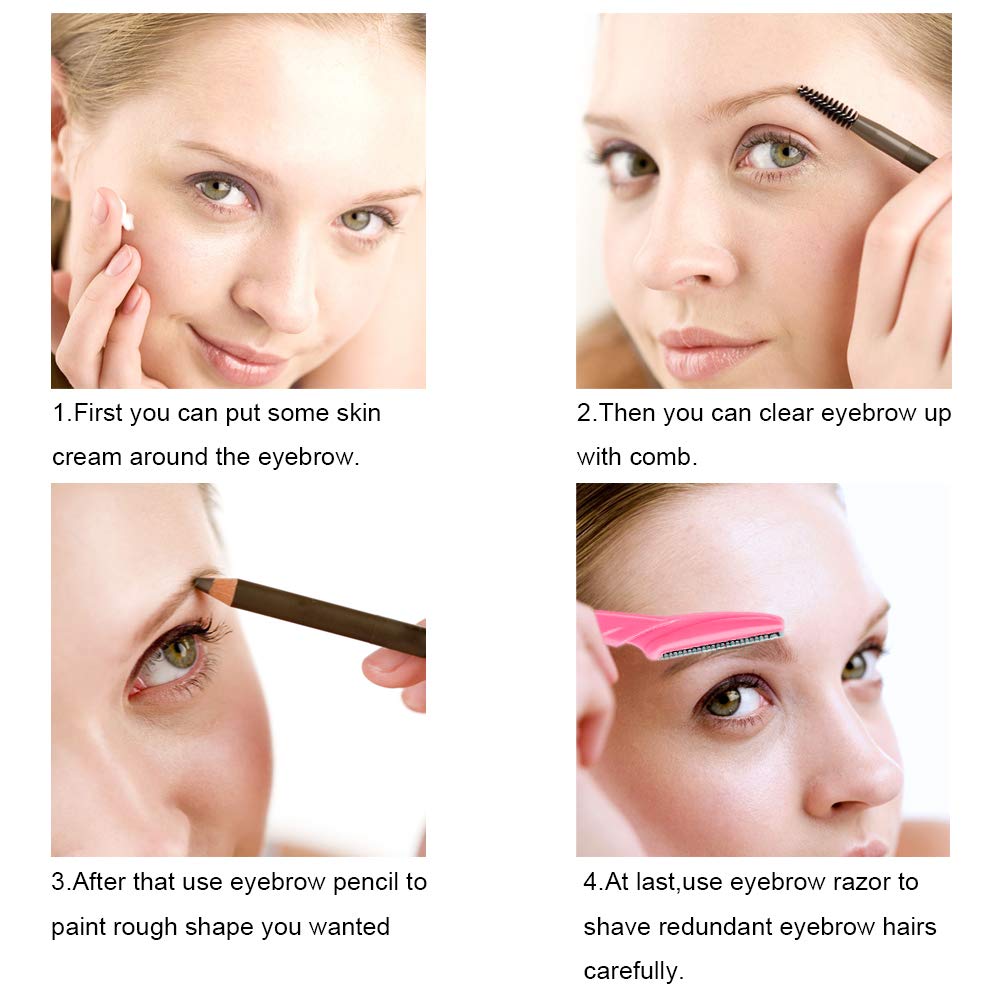 66 Maquinilla de afeitar de cejas y rasuradora facial para mujeres y hombres, recortadora de pelo de cejas y afeitadora con cubierta protectora, segura y apta para principiantes