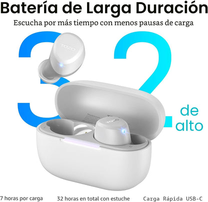 TOZO Auriculares inalámbricos A1 Bluetooth 5.3 de peso ligero en el...