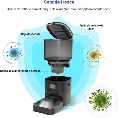 Comedero automático para gatos, dispensador de comida para gatos co...