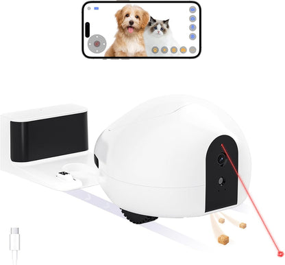 pumpkii Cámara para gatos con juguete puntero interactivo, robot mó...