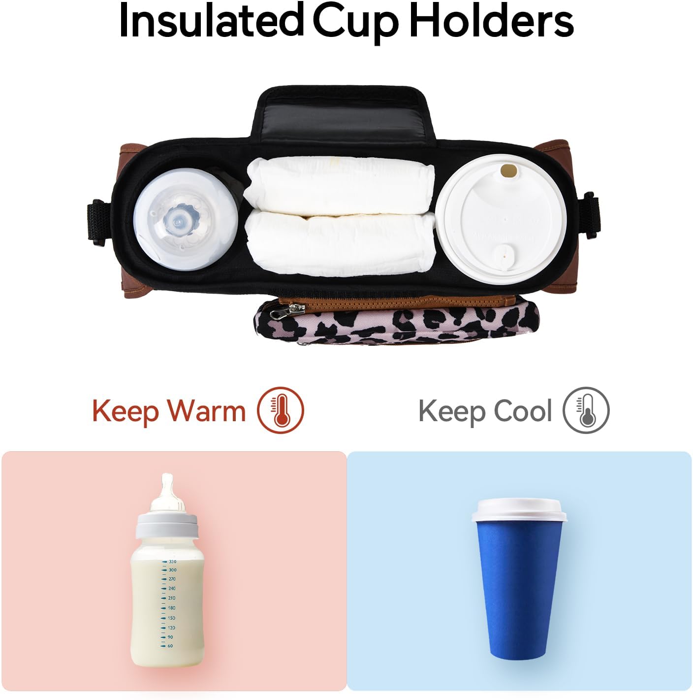 Momcozy: organizador universal de cochecito con soporte para tazas...