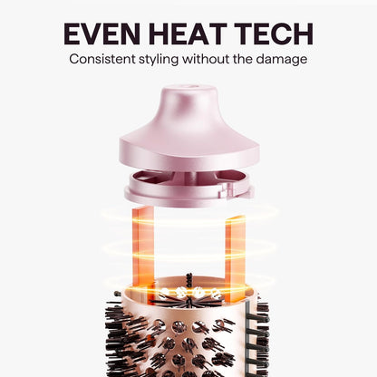 Set de cepillo térmico iónico Wavytalk Heatwave Pro, cepillo redondo caliente de 3 tamaños para cabello corto a largo, iones negativos bilaterales para un peinado sin encrespamiento y brillante, rosa