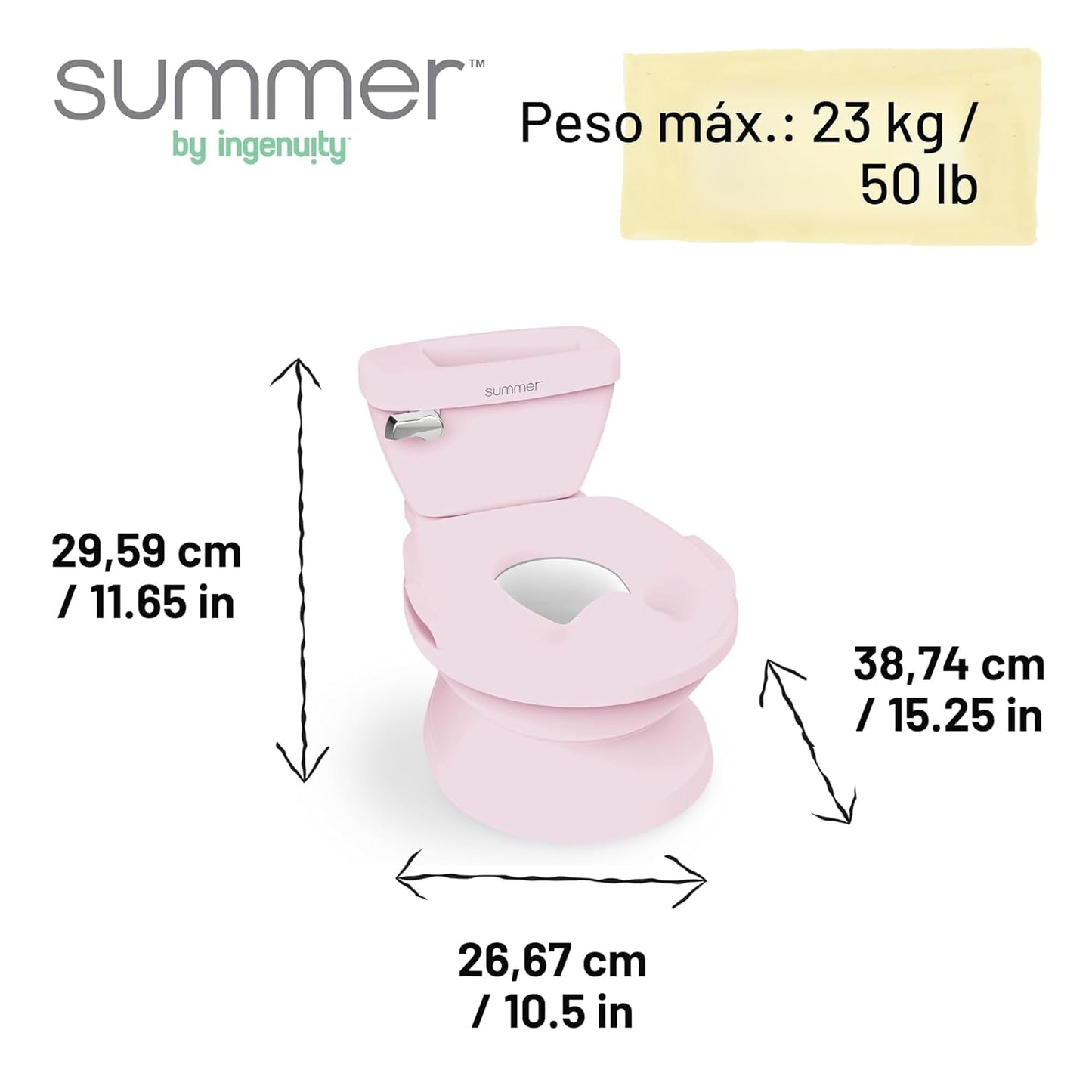 Ingenuity My Size Potty Pro en rosa, inodoro de entrenamiento infan...