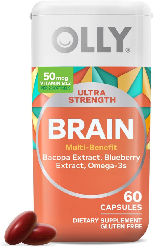 OLLY Cápsulas blandas cerebrales ultra fuertes, nootrópicos, apoya...