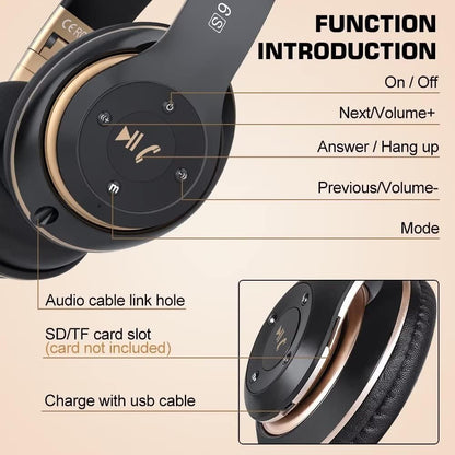 Prtukyt 6S Audífonos inalámbricos Bluetooth sobre la oreja, estéreo...