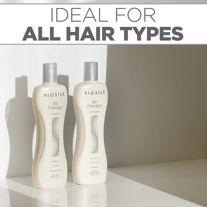 BioSilk Silk Therapy Duo Set Champú y Acondicionador, Cuidado Capilar de Limpieza Suave Para un Brillo Increíble, Sin Sulfatos, Parabenos y Libre de Crueldad, 12 Oz (Paquete de 2)