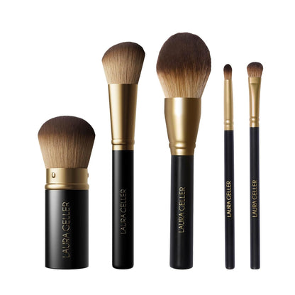 LAURA GELLER NEW YORK Pinceles de maquillaje profesional cosmético - Libre de crueldad - 05 cepillos de cara completa Set 5 piezas