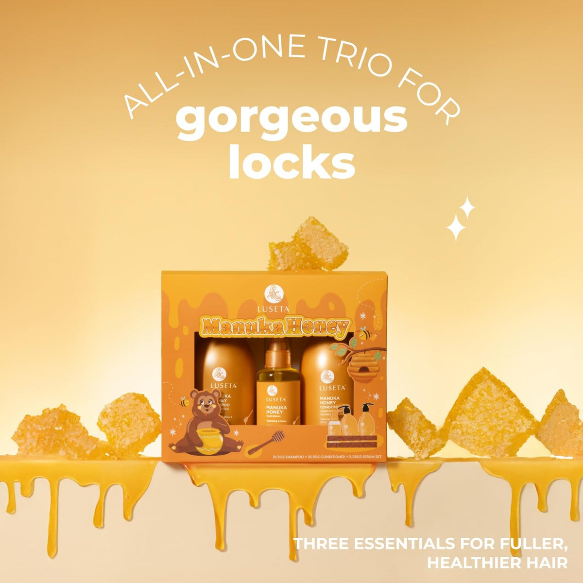 Luseta Manuka Honey Trio Conjunto de Cuidado Capilar Champú y Acond...