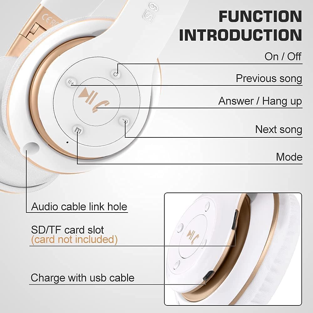 Audífonos inalámbricos Bluetooth 6S sobre la oreja, estéreo de alta...