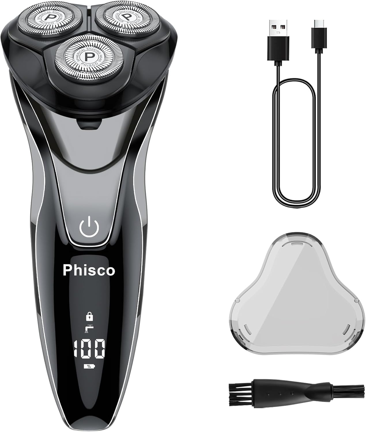 Maquinilla de afeitar eléctrica para hombres con recortadora emergente, afeitadora eléctrica recargable IPX7 impermeable, afeitadoras de carga rápida para hombres, tiempo de funcionamiento de 120