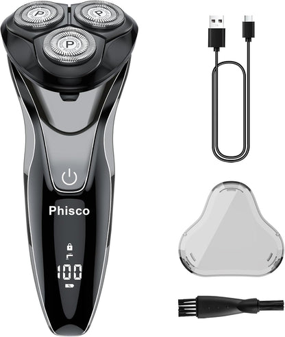 Maquinilla de afeitar eléctrica para hombres con recortadora emergente, afeitadora eléctrica recargable IPX7 impermeable, afeitadoras de carga rápida para hombres, tiempo de funcionamiento de 120