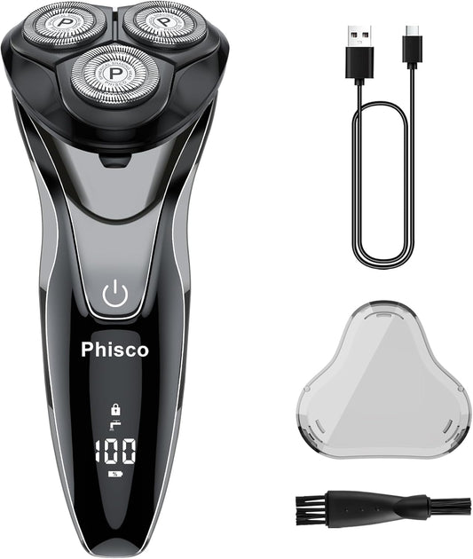 Maquinilla de afeitar eléctrica para hombres con recortadora emergente, afeitadora eléctrica recargable IPX7 impermeable, afeitadoras de carga rápida para hombres, tiempo de funcionamiento de 120