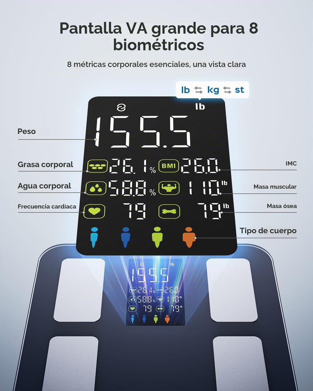 Masmssm Báscula inteligente para peso corporal, elegible para FSA y...