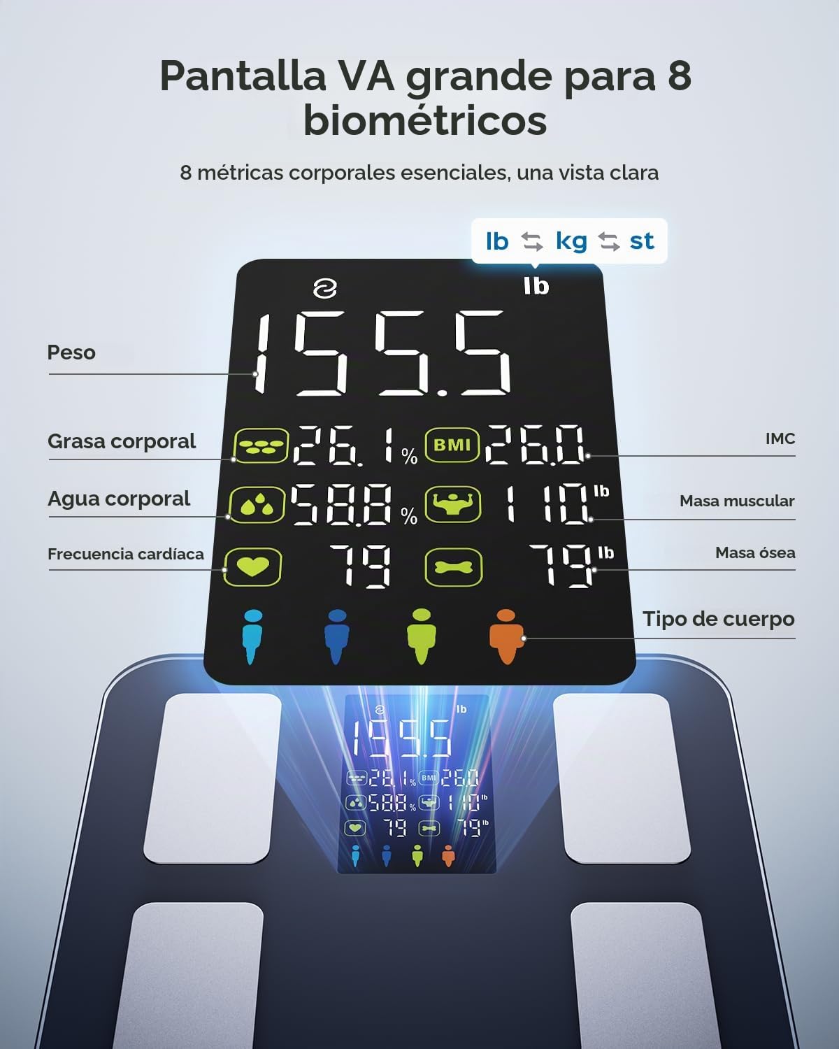 Masmssm Báscula inteligente para peso corporal, elegible para FSA y...